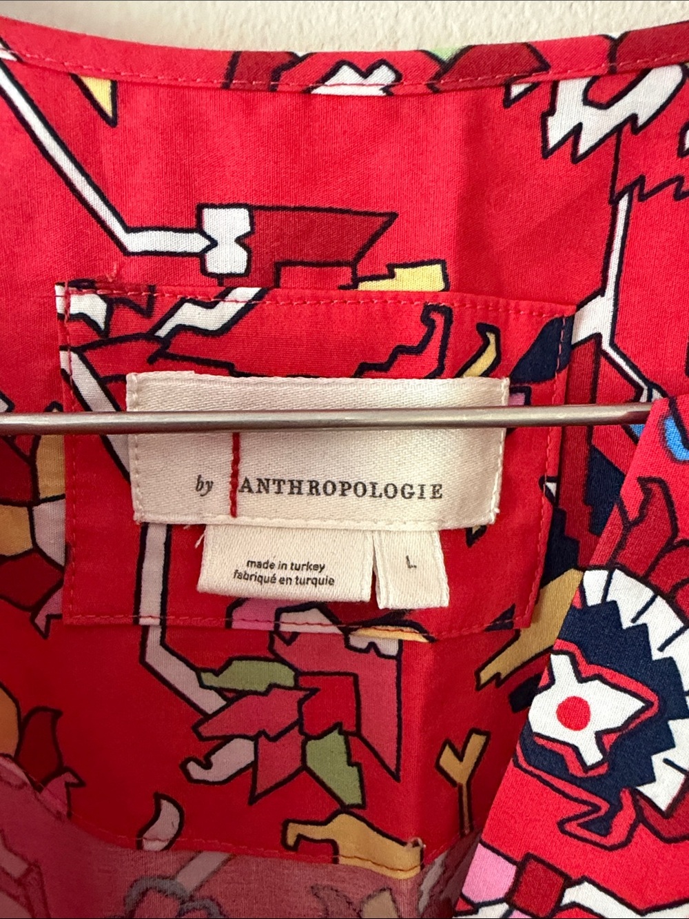 Anthropologie Somerset Maxi in Red Geo Floral Print Cotton Dress Size L - Picture 4 of 6